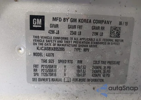 2019 Buick Encore Fwd Preferred z USA, uszkodzony, nr VIN KL4CJASB5KB952895